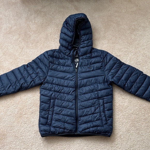 Hollister Dark Blue Hooded Puffer Jacket - Picture 1 of 2
